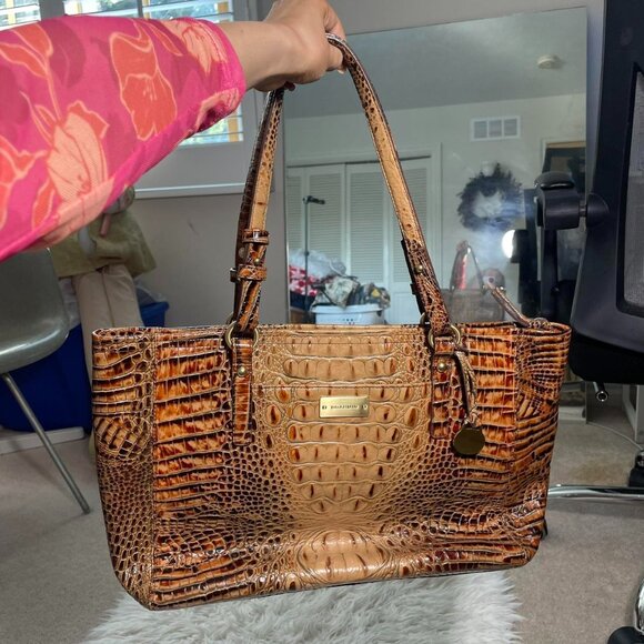 Brahmin Handbags - Vintage Brahmin Croc-Embossed Leather Shoulderbag